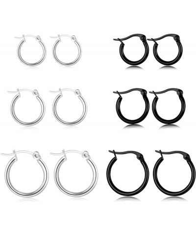 10 Pairs Silver Hoop Earrings Set for Women Surgical Steel Hoop Earrings Lightweight Hypoallergenic Tiny Small Hoops For Girl...