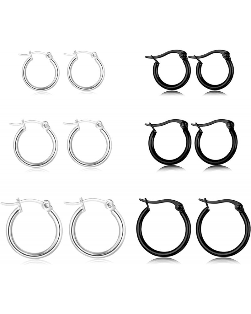 10 Pairs Silver Hoop Earrings Set for Women Surgical Steel Hoop Earrings Lightweight Hypoallergenic Tiny Small Hoops For Girl...