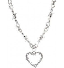 Gothic Barbed Wire Heart Necklace, Zinc Alloy Heart Pendant, Goth Jewelry Gift for Women $5.50 Necklaces