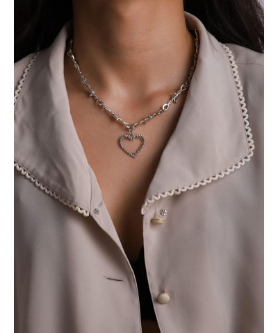 Gothic Barbed Wire Heart Necklace, Zinc Alloy Heart Pendant, Goth Jewelry Gift for Women $5.50 Necklaces