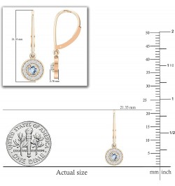 Each 3.3 MM Round Gemstone & Diamond Halo Style Dangling Drop Earrings, Available in Various Gemstones, Diamond & Metal in 10...