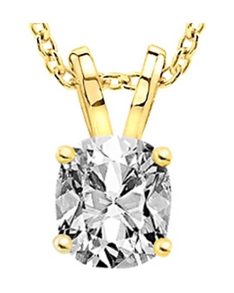 IGI Certified LAB-GROWN Cushion Cut Diamond Pendant Necklace 4 Prong Premium Collection (F-G Color, VS1-VS2 Clarity) + 16" 14...