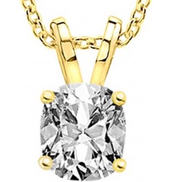 IGI Certified LAB-GROWN Cushion Cut Diamond Pendant Necklace 4 Prong Premium Collection (F-G Color, VS1-VS2 Clarity) + 16" 14...