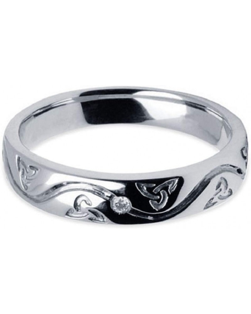 Solid 925 Sterling Silver Irish Celtic Knot Symbol Wedding Band Ring Round Cut CZ $35.74 Bracelets