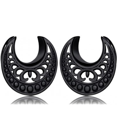 2PCS Elegant Wedding Floral Saddle Plugs Ear Tunnels Gauges Hypoallergenic Piercing Stainless Steel Stretchers For Ears Women...