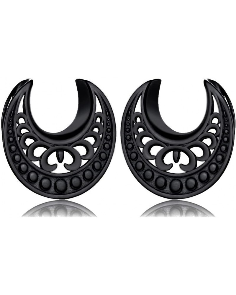 2PCS Elegant Wedding Floral Saddle Plugs Ear Tunnels Gauges Hypoallergenic Piercing Stainless Steel Stretchers For Ears Women...