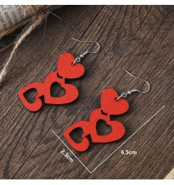 Valentines Day Love Hearts Teardrop Dangle Earrings Handmade Double Sided Wooden Hollow Red Pink Heart Shape Earrings I Love ...