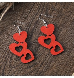 Valentines Day Love Hearts Teardrop Dangle Earrings Handmade Double Sided Wooden Hollow Red Pink Heart Shape Earrings I Love ...