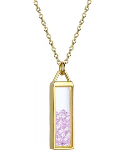 MY FAVORITE DRAWER Birthstone Bar Necklace for Women Gold Silver Plated Dainty Amethyst Garnet Aquamarine Crystal Stone Penda...