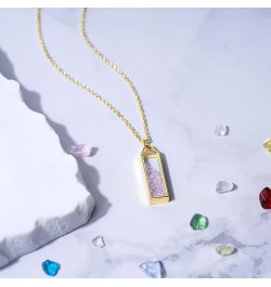 MY FAVORITE DRAWER Birthstone Bar Necklace for Women Gold Silver Plated Dainty Amethyst Garnet Aquamarine Crystal Stone Penda...