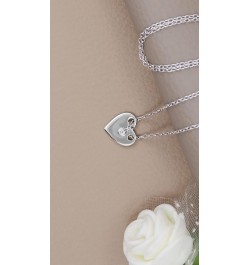 Ladies Front & Back Disc Charm Plain Heart with Hanging Round Diamond or Gemstone Pendant with 18 Inch Silver Chain | Availab...