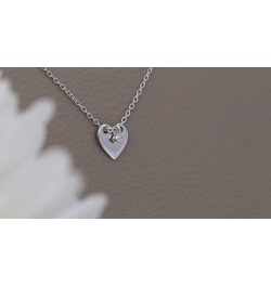 Ladies Front & Back Disc Charm Plain Heart with Hanging Round Diamond or Gemstone Pendant with 18 Inch Silver Chain | Availab...