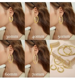 4MM 925 Sterling Silver Hoops Earrings, Lightweight Hollow Tube Chunky Gold Hoops for Women 14k Gold Plated Thick Hoop Earrin...