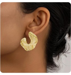 Chunky Gold Hoop Earrings for Women, Trendy 14K Gold Plated Gold/Silver Statement Earring Thick Open Double Hoop Earrings Lig...