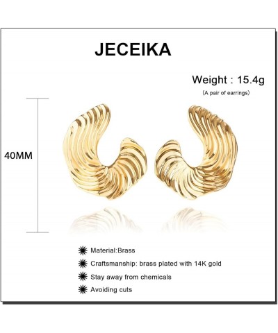 Chunky Gold Hoop Earrings for Women, Trendy 14K Gold Plated Gold/Silver Statement Earring Thick Open Double Hoop Earrings Lig...