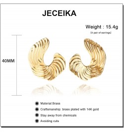 Chunky Gold Hoop Earrings for Women, Trendy 14K Gold Plated Gold/Silver Statement Earring Thick Open Double Hoop Earrings Lig...