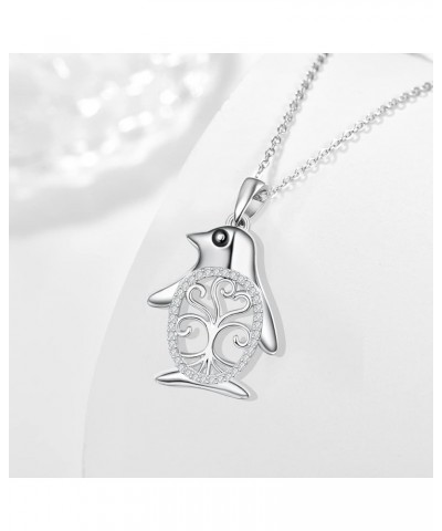 Sterling Silver Animal Necklace for Women Girls Valentine's Day Birthday Party Jewelry Gifts with 18''+2'' Chain 01-Penguin $...