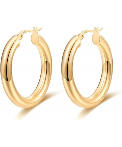 Oval Chunky Thick Hoop Earrings for Women Yellow $7.91 Earrings