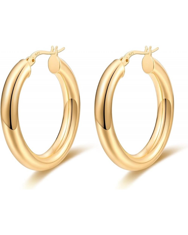 Oval Chunky Thick Hoop Earrings for Women Yellow $7.91 Earrings