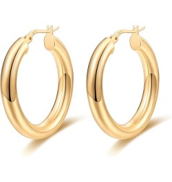 Oval Chunky Thick Hoop Earrings for Women Yellow $7.91 Earrings