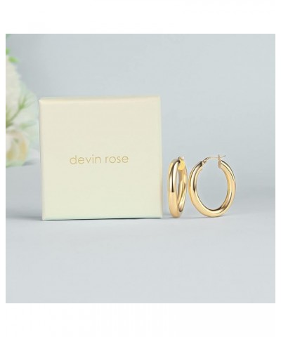 Oval Chunky Thick Hoop Earrings for Women Yellow $7.91 Earrings