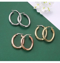 Oval Chunky Thick Hoop Earrings for Women Yellow $7.91 Earrings