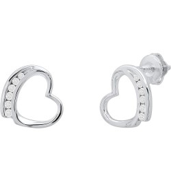 0.10 Carat (ctw) Round White Diamond Ladies Heart Stud Earrings, Available in Various Gemstones & Metal 10K/14K/18K & 925 Ste...