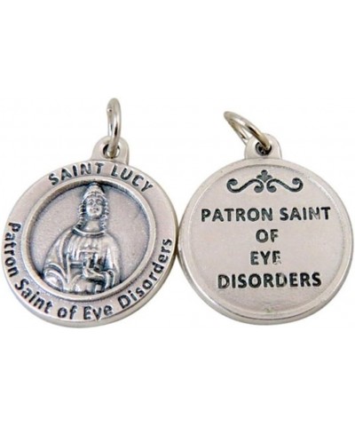 Silver Toned Base Catholic Patron Saint Medal Pendant, 3/4 Inch Patron of Eye Disorders Saint Lucy $7.19 Pendants