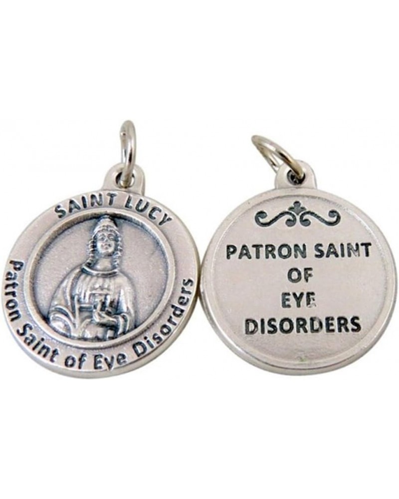 Silver Toned Base Catholic Patron Saint Medal Pendant, 3/4 Inch Patron of Eye Disorders Saint Lucy $7.19 Pendants