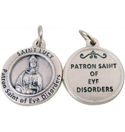 Silver Toned Base Catholic Patron Saint Medal Pendant, 3/4 Inch Patron of Eye Disorders Saint Lucy $7.19 Pendants