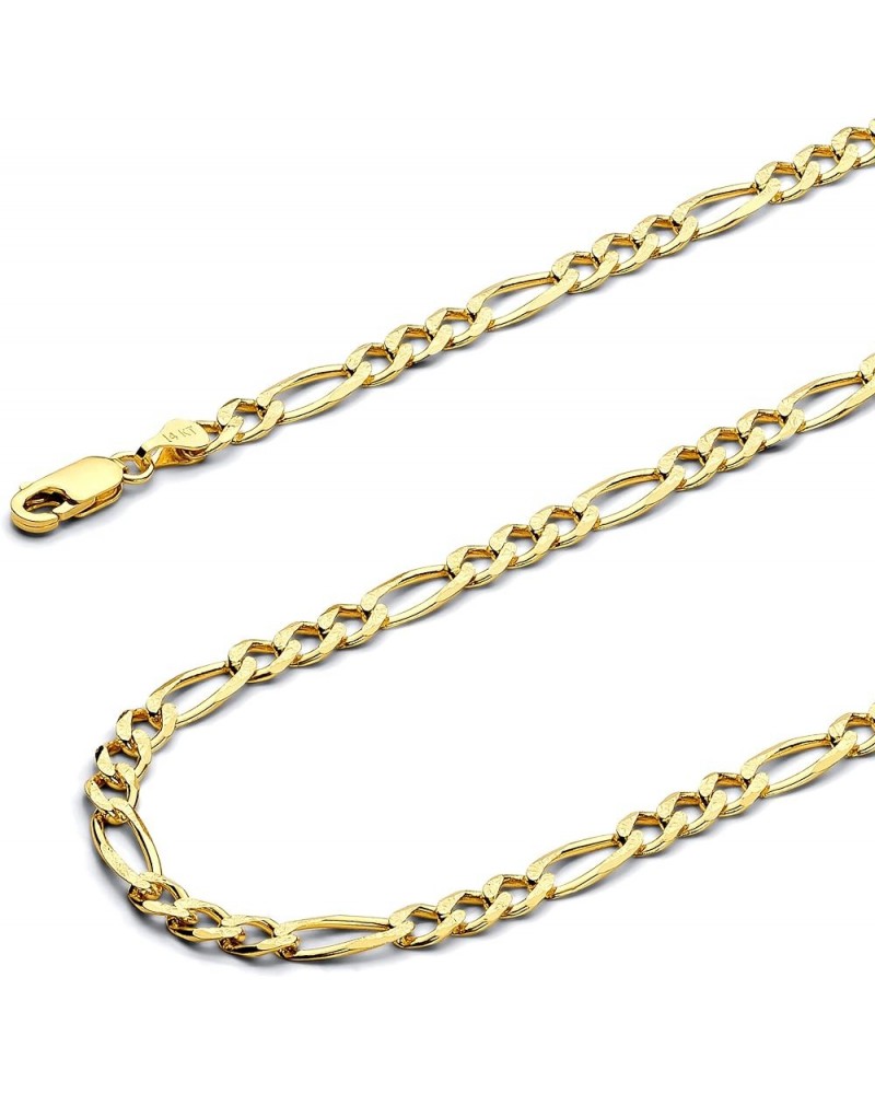 14K Solid Gold Figaro Chains (Select Options) 7.5 Inches Yellow Gold Pave $221.40 Bracelets