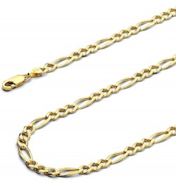 14K Solid Gold Figaro Chains (Select Options) 7.5 Inches Yellow Gold Pave $221.40 Bracelets