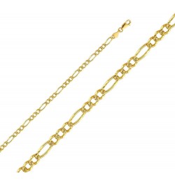 14K Solid Gold Figaro Chains (Select Options) 7.5 Inches Yellow Gold Pave $221.40 Bracelets