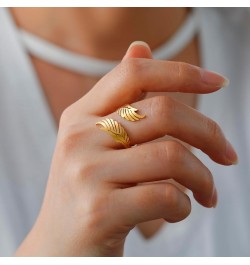 Open Ring with Flying Angel Wings for Women and Men Adjustable Stainless Steel Ring Hip Hop Punk Ring GOLD $6.90 Rings