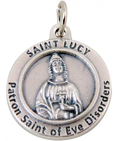 Silver Toned Base Catholic Patron Saint Medal Pendant, 3/4 Inch Patron of Eye Disorders Saint Lucy $7.19 Pendants