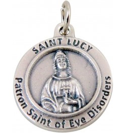 Silver Toned Base Catholic Patron Saint Medal Pendant, 3/4 Inch Patron of Eye Disorders Saint Lucy $7.19 Pendants