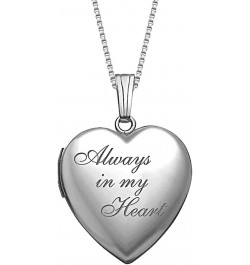 PicturesOnGold Personalized Always in My Heart Silver Or Gold Heart Locket Pendant Necklace Silver - Locket + 2 Photos + Engr...