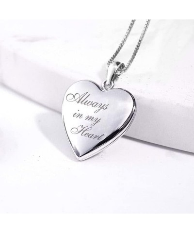 PicturesOnGold Personalized Always in My Heart Silver Or Gold Heart Locket Pendant Necklace Silver - Locket + 2 Photos + Engr...