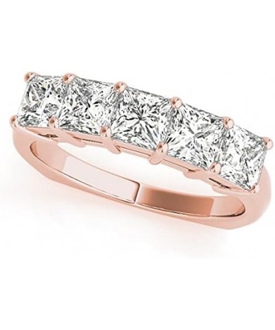 1 Carat (ctw) Gold Princess Cut 5 Stone Ring Diamond Wedding Band Value Collection (H-I Color SI1-SI2 Clarity) 8 Rose Gold $8...