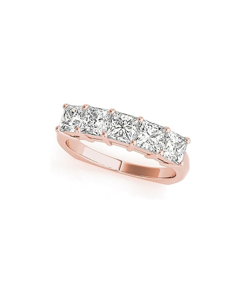 1 Carat (ctw) Gold Princess Cut 5 Stone Ring Diamond Wedding Band Value Collection (H-I Color SI1-SI2 Clarity) 8 Rose Gold $8...