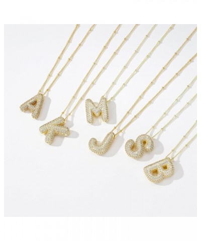 A-Z Bubble Letter Necklace Gold Balloon Initial Necklaces Rhinestone Letter Pendant Necklaces for Women Trendy E $5.69 Necklaces