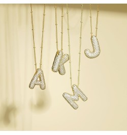 A-Z Bubble Letter Necklace Gold Balloon Initial Necklaces Rhinestone Letter Pendant Necklaces for Women Trendy E $5.69 Necklaces