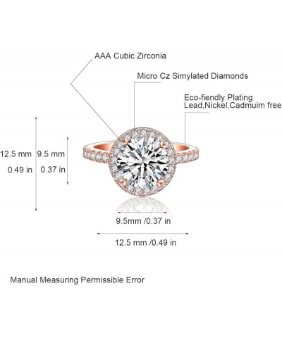 3 Carat Cubic Zirconia Promise Rings for Her Round Simulated Diamond cz Halo Round Halo Engagement Ring Stackable Bands Rings...