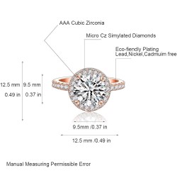 3 Carat Cubic Zirconia Promise Rings for Her Round Simulated Diamond cz Halo Round Halo Engagement Ring Stackable Bands Rings...