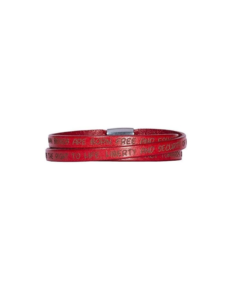 Human Rights Leather Bracelet BR1 Engraved Human Rights Red 63.0 Centimeters $21.60 Bracelets