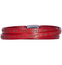 Human Rights Leather Bracelet BR1 Engraved Human Rights Red 63.0 Centimeters $21.60 Bracelets