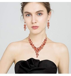 Crystal Floral Jewelry Set for Women Flower Leaf Vine Necklace Earrings Set for Wedding Champagne Color $10.42 Jewelry Sets