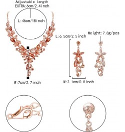 Crystal Floral Jewelry Set for Women Flower Leaf Vine Necklace Earrings Set for Wedding Champagne Color $10.42 Jewelry Sets