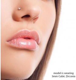 Cubic Zirconia Nose Stud - Nickel-Free 14K Yellow Gold Gold Nose Ring - 20 Gauge 1.5mm $26.87 Body Jewelry