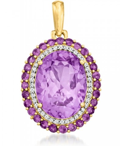 10.00 ct. t.w. Amethyst and .22 ct. t.w. Diamond Pendant in 14kt Yellow Gold $305.90 Pendants